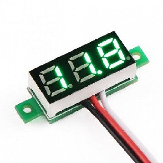 0.28inch 0-100V Three Wire DC Mini LED Display Voltmeter - Green