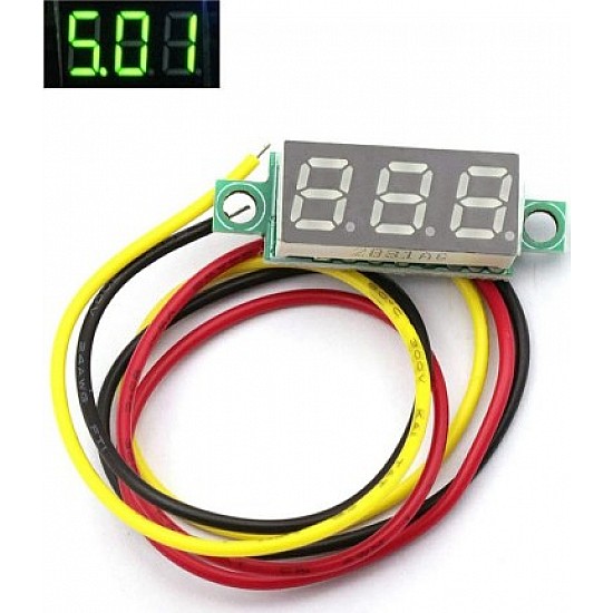 0.28inch 0-100V Three Wire DC Mini LED Display Voltmeter - Green