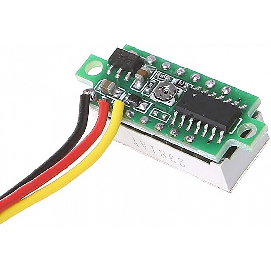 0.28inch 0-100V Three Wire DC Mini LED Display Voltmeter - Green