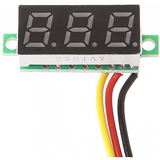 0.28inch 0-100V Three Wire DC Mini LED Display Voltmeter - Green