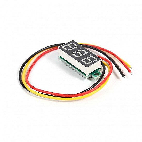 0.28inch 0-100V Three Wire DC Mini LED Display Voltmeter - Red