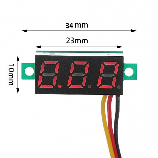 0.28inch 0-100V Three Wire DC Mini LED Display Voltmeter - Red