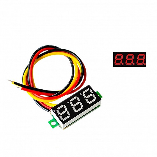 0.28inch 0-100V Three Wire DC Mini LED Display Voltmeter - Red