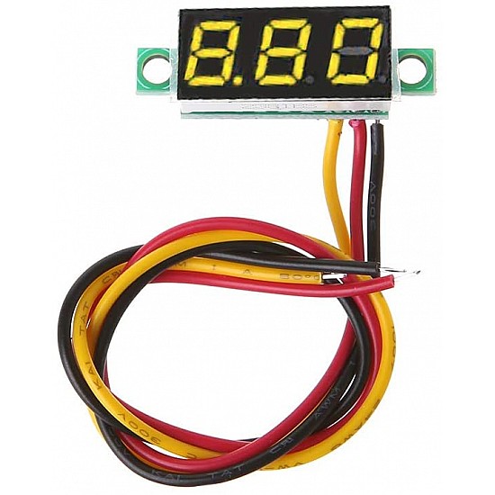 0.28inch 0-100V Three Wire DC Mini LED Display Voltmeter - Yellow