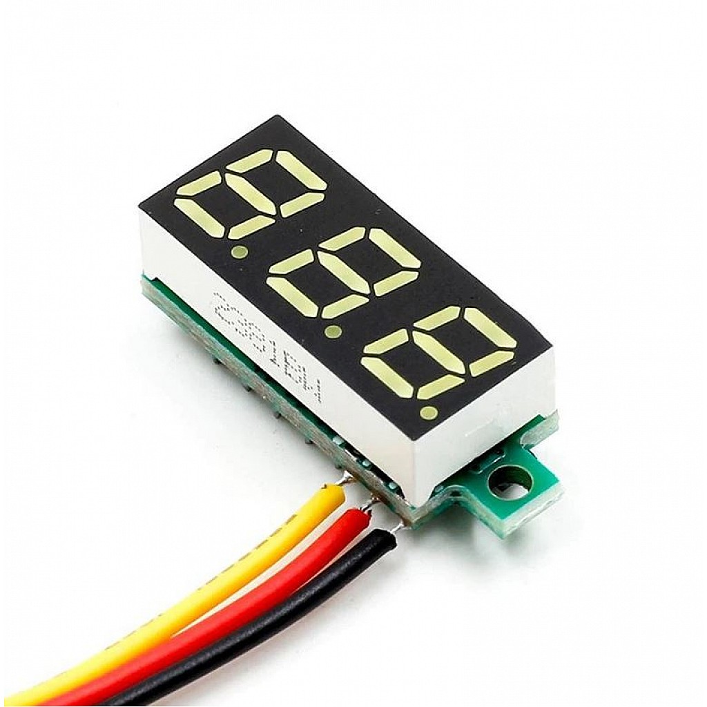 0.28inch 0100V Three Wire DC Mini LED Display Voltmeter Yellow