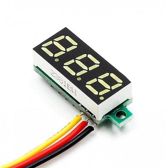 0.28inch 0-100V Three Wire DC Mini LED Display Voltmeter - Yellow