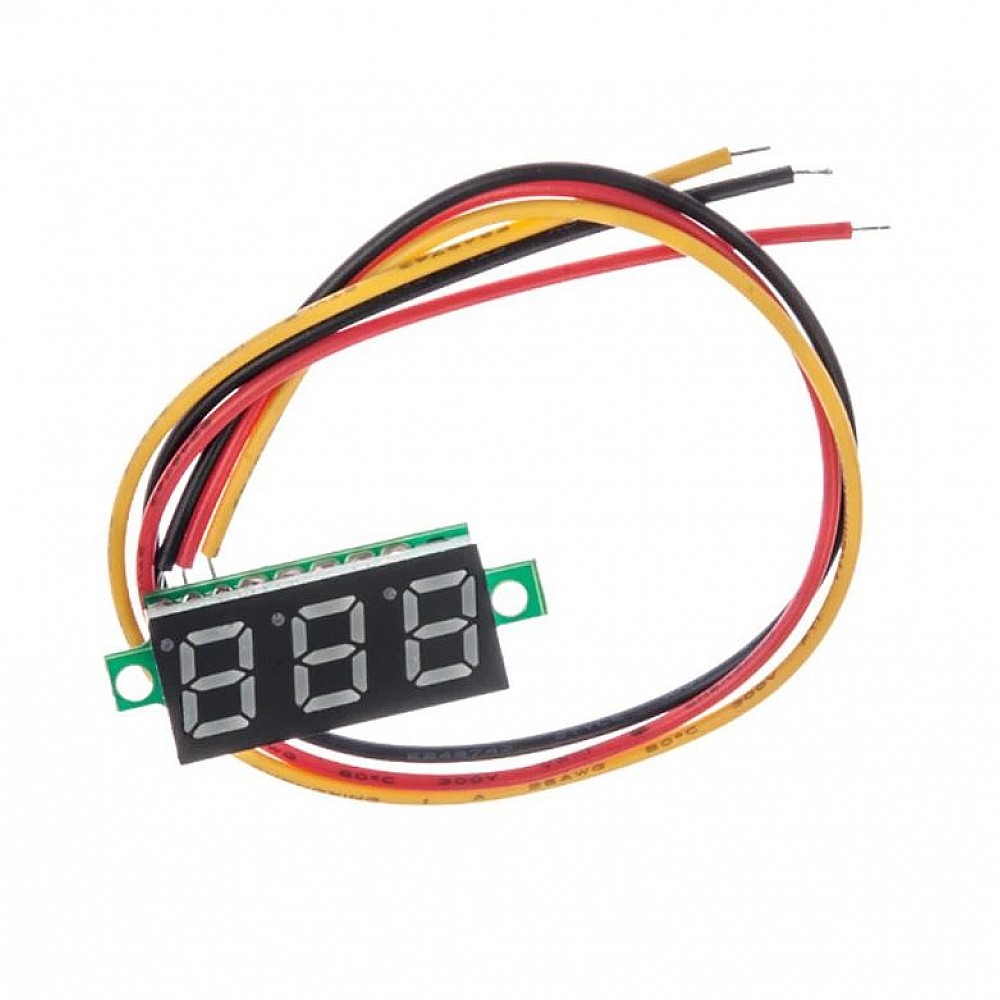 0.28inch 0100V Three Wire DC Mini LED Display Voltmeter Yellow