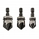 1/4-inch Hex 12, 16, 19 mm Countersink Power Drill Bit Bore for Wood Metal - Set of 3 1/4-inch Hex 12, 16, 19 mm Countersink Power Drill Bit Bore for Wood Metal - Set of 3