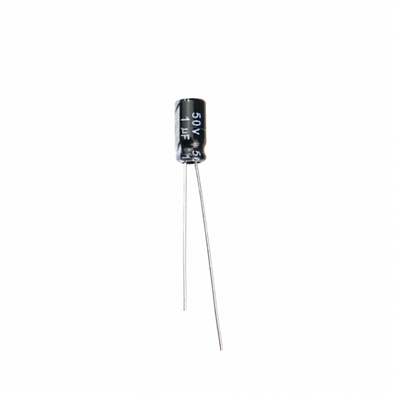 1 uF 50V Through Hole Electrolytic Capacitor