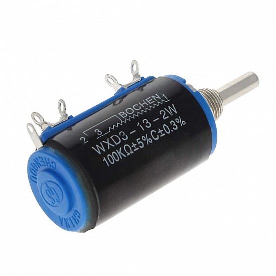 WXD3-13-2W 100K Ohm Rotary Multi-Turn Wirewound Potentiometer - NEW
