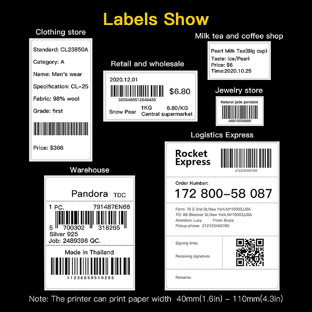 110mm 4X6 inch Best Shipping Label Printer Thermal Line Dot Barcode