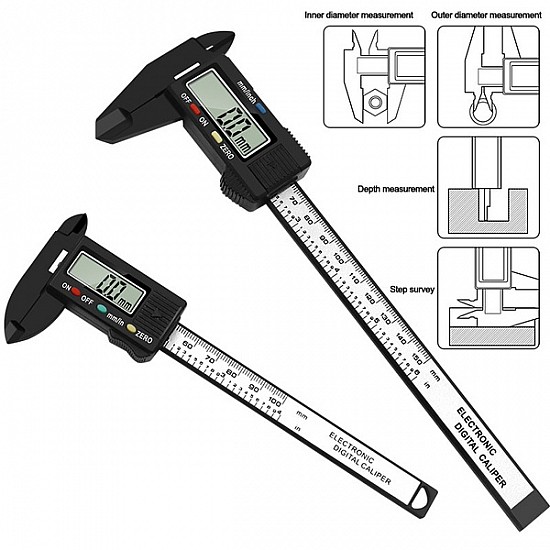 150mm/6Inch LCD Digital Electronic Carbon Fiber Vernier Caliper Gauge Micrometer 150mm/6Inch LCD Digital Electronic Carbon Fiber Vernier Caliper Gauge Micrometer