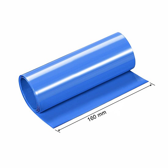 160mm 1-Meter PVC Heat Shrink Sleeve Blue for Lithium Cell Pack