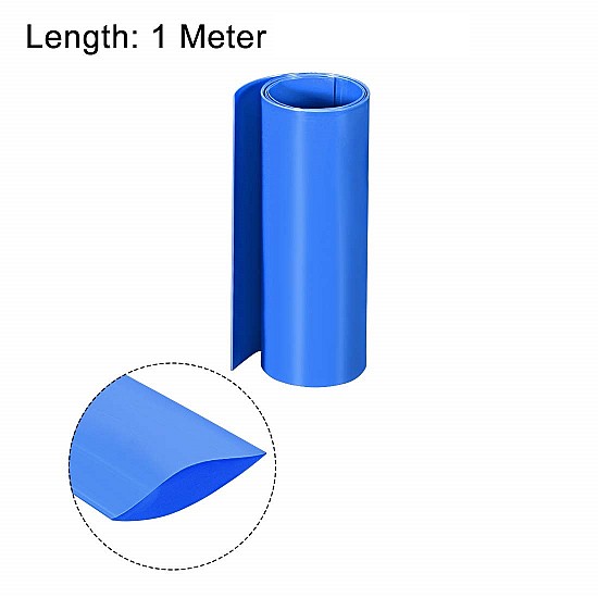 200mm 1-Meter PVC Heat Shrink Sleeve Blue for Lithium Cell Pack