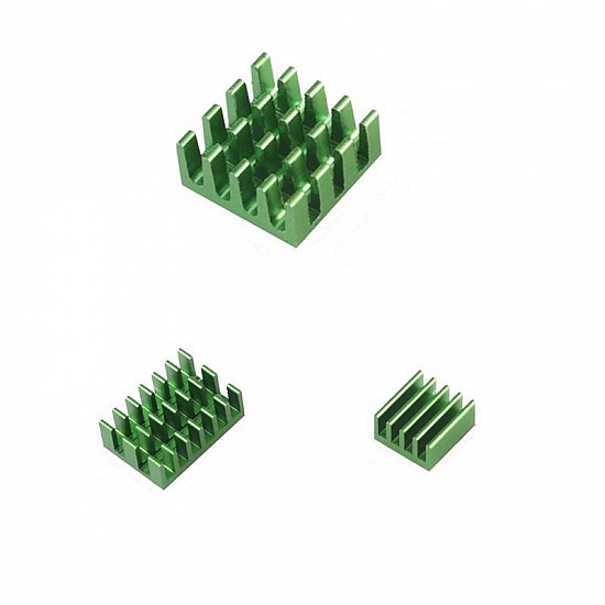 3 in 1 Green Aluminum Heatsink for Raspberry Pi 3/4