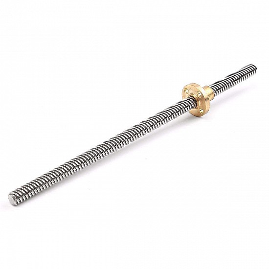 300mm Trapezoidal Lead Screw 8mm Thread 2mm Pitch Lead Screw with Copper Nut