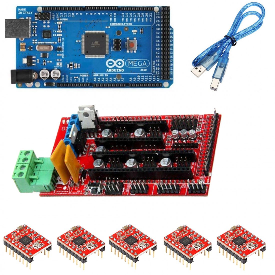 RAMPAS 1.4.3D Printer RAMPS 1.4 Controller R3 A4988 Con disipador de
