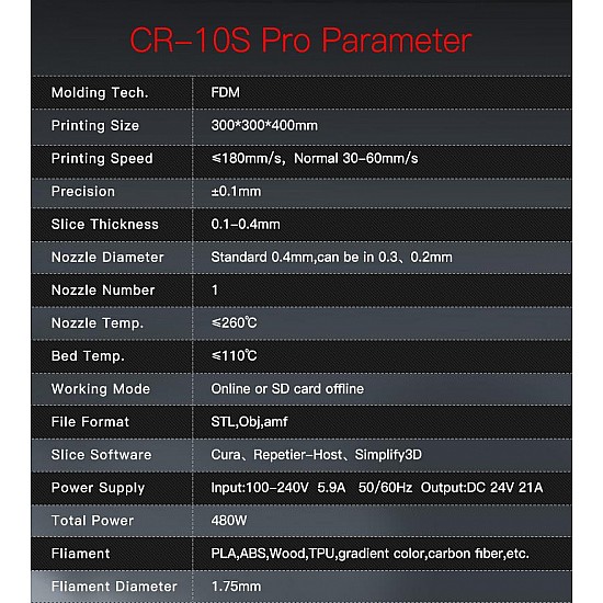 Creality3D CR-10S Pro 3D Printer - 300*300*400mm Printing Size - Auto Leveling Sensor - Resume Printing -Filament Detection - V2.4.1 Motherboard - 3D Printers - 3D Printer and Accessories