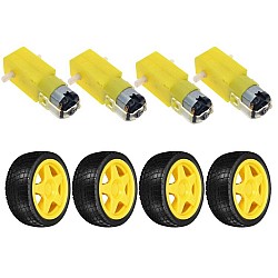 4 DC 200RPM 3-6v BO Gear Motor With 4 Plastic Tire Wheel Combo 