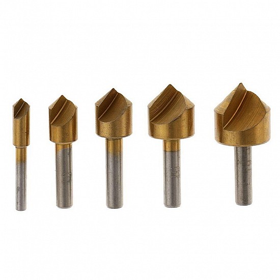 6mm, 10mm, 13mm, 16mm, 19mm Countersink Power Drill Bit Bore Set for Wood Metal - Set of 5