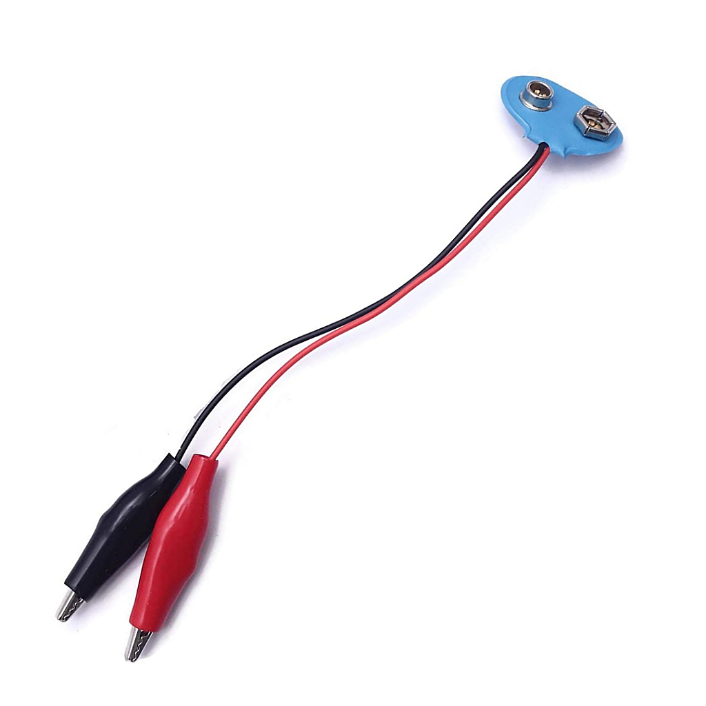 9V Battery Clip Connector with Dual Alligator Clip