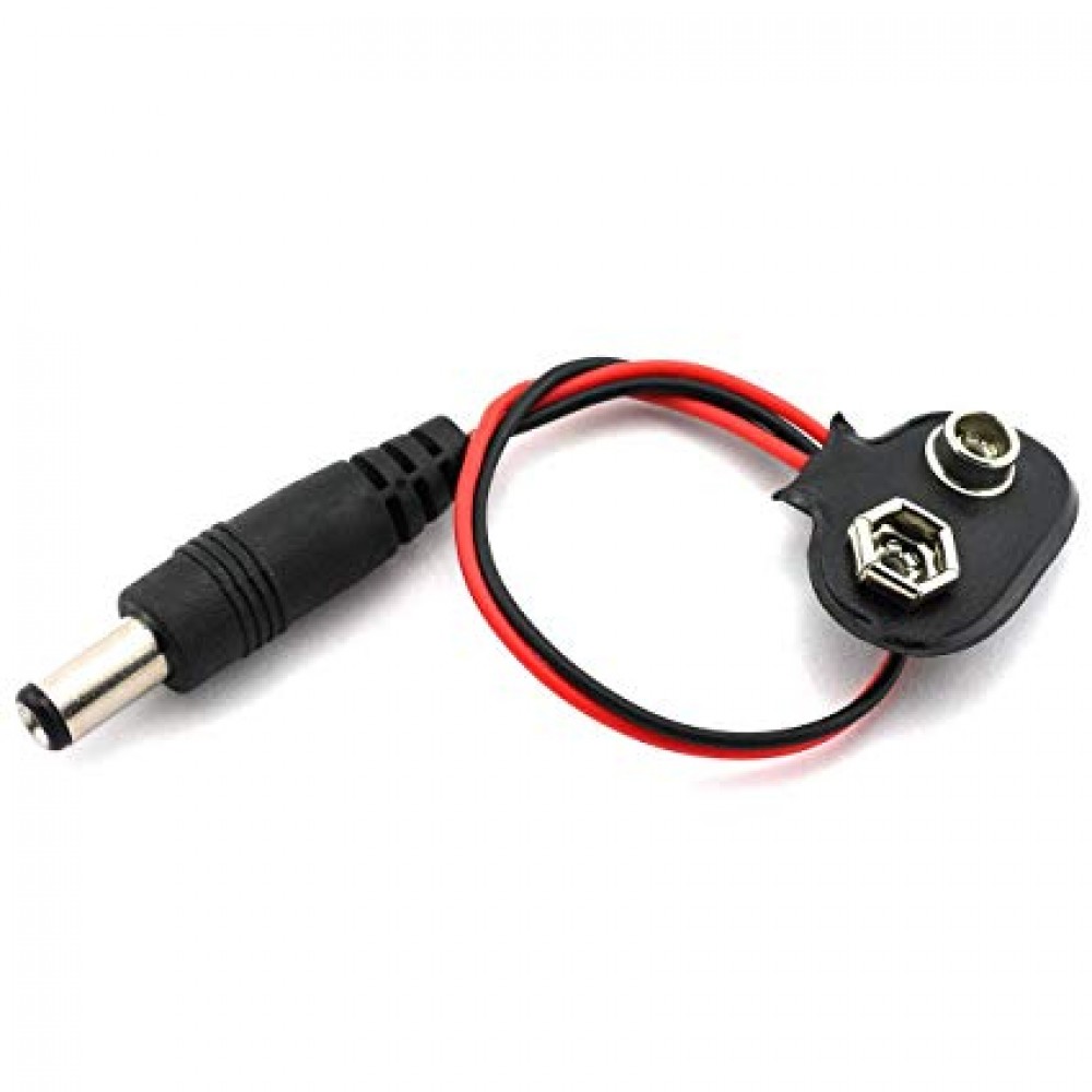 Battery 9V Snap Connector To DC Barrel Jack Adapter