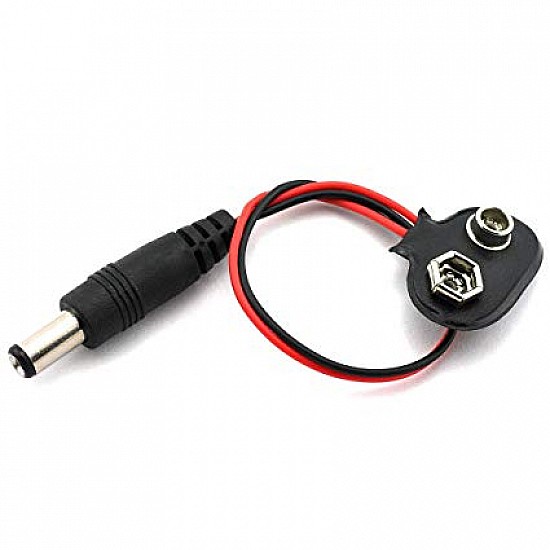 Battery 9V Snap Connector To DC Barrel Jack Adapter - Robot Spare Parts -