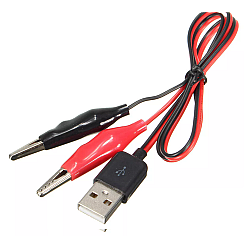 Red Black Alligator Test Clips to USB Male Connector Cable
