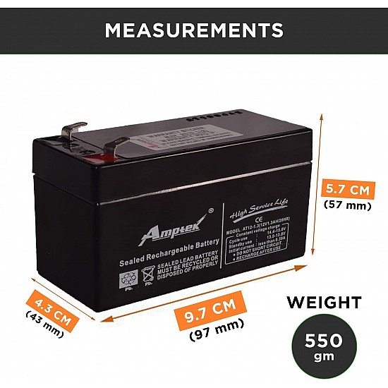 Amptek 12v 1.3Ah SMF/VRLA Battery Amptek 12v 1.3Ah SMF/VRLA Battery