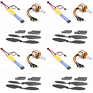 Combo of 1000KV Brushless Motor + 30A ESC + 1045 Propeller Pair (Set of 4)