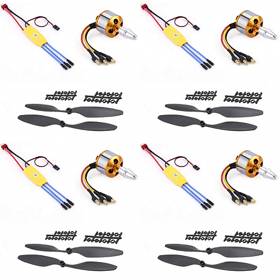 Combo of 1000KV Brushless Motor + 30A ESC + 1045 Propeller Pair (Set of 4)