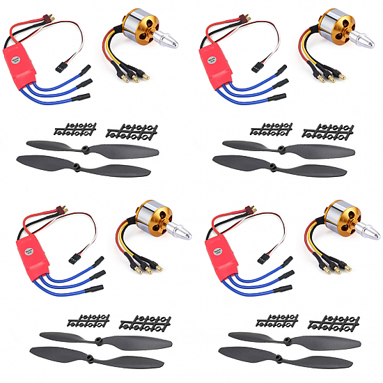 Combo of 1000KV Brushless Motor + 30A SimonK ESC + 1045 Propeller Pair (Set of 4) Combo of 1000KV Brushless Motor + 30A SimonK ESC + 1045 Propeller Pair (Set of 4)