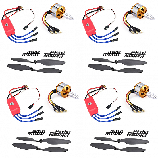 Combo of 1000KV Brushless Motor + 30A SimonK ESC + 1045 Propeller Pair (Set of 4)