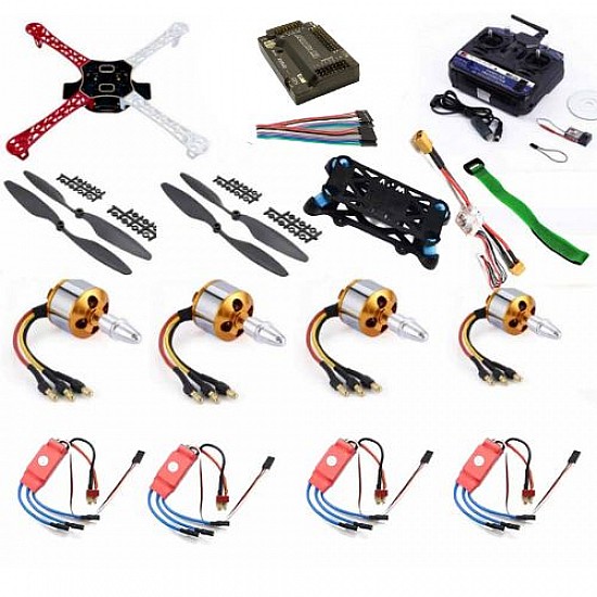 Quadcopter Drone Combo with APM 2.8 Kit for beginner (Motor + ESC + Propeller + Flight Controller + Frame + TX-RX + Power module + Belt) - Multirotor -