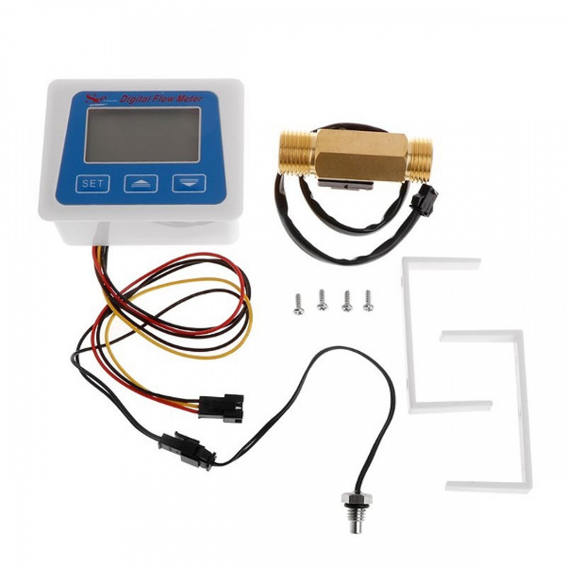 Digital LCD Display Water Flow Sensor Meter Temperature Time Record with G1/2 Flow Sensor