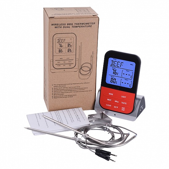 Digital Wireless Remote BBQ Thermometer Dual Probe