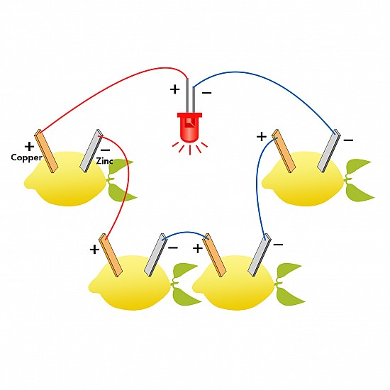 DIY Fruit Battery Kit Light Diode Apple Potato Lemon Generator Science Project Experiment