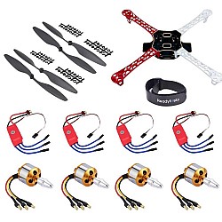 Drone Accessories Combo (4 x Motor, 4 x ESC, 2 x 1045 Propeller, 1 x F450 Frame, Strap Belt)