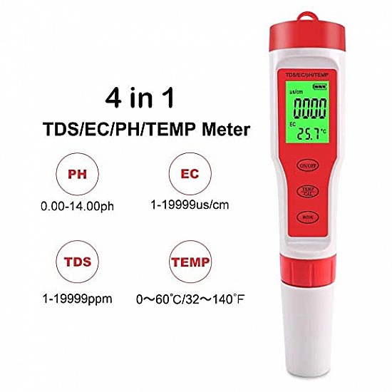 EZ9908 pH/TDS/EC/TEMP 4-in-1 Pen-type Tester