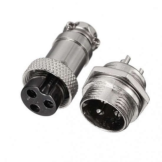 GX16 3-Pin Circular Aviation Socket Plug Male and Female Panel Connector GX16 3-Pin Circular Aviation Socket Plug Male and Female Panel Connector