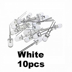 10pcs White Transparent LED Light  Diode 5mm (Light Emitting Diod)