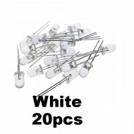 20pcs White Transparent LED Light  Diode 5mm (Light Emitting Diod)