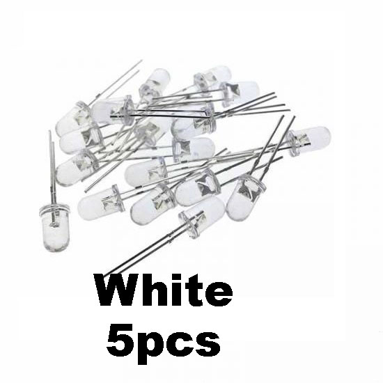 5pcs White Transparent LED Light  Diode 5mm (Light Emitting Diod) - Other -