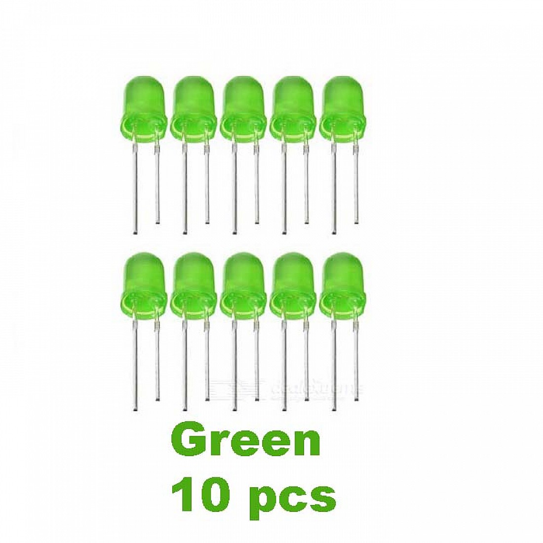 Green LED 5mm Pack Of 10 (Light Emitting Diod) - FR469