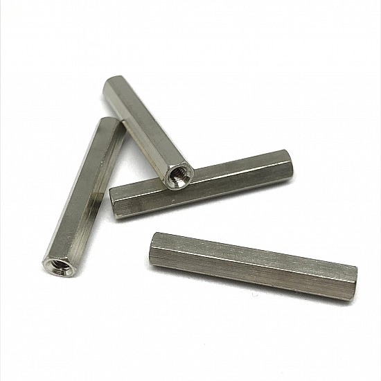 M3x30mm Female to Female Brass Nickel Plated Standoff Spacer