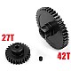 Metal Diff Main Gear 42T + Motor Gear 27T WLtoys A959-B 1:18