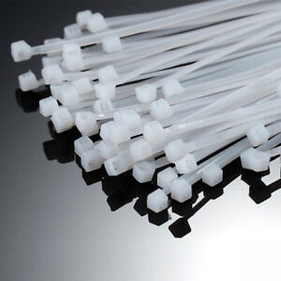 Nylon Flexible White 100pcs Straps 250 mm X 4.0 mm Cable Tie