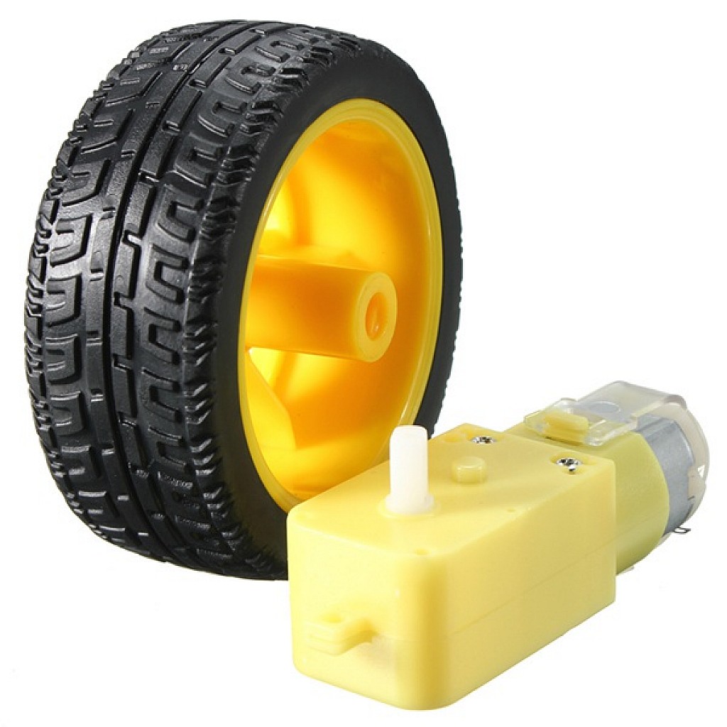 New Smart Car Robot Plastic tire Wheel with dc 3-6v Gear motor for Arduino 