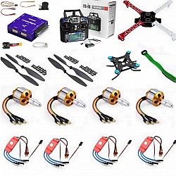 Quadcopter Drone Combo with radiolink Crossflight Kit (Motor + ESC + Propeller + Flight Controller + Frame + TX-RX Flysky FSi6+ Power module + Belt) | FlyRobo