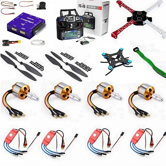 Quadcopter Drone Combo with radiolink Crossflight Kit (Motor + ESC + Propeller + Flight Controller + Frame + TX-RX Flysky FSi6+ Power module + Belt) | FlyRobo